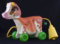 Fisher Price Molly Moo Cow Pull Toy #132 Vintage 1972